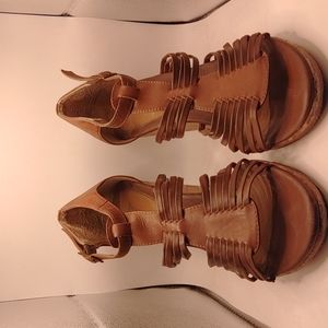 Bjorndal Strappy Brown Wedge Sandals